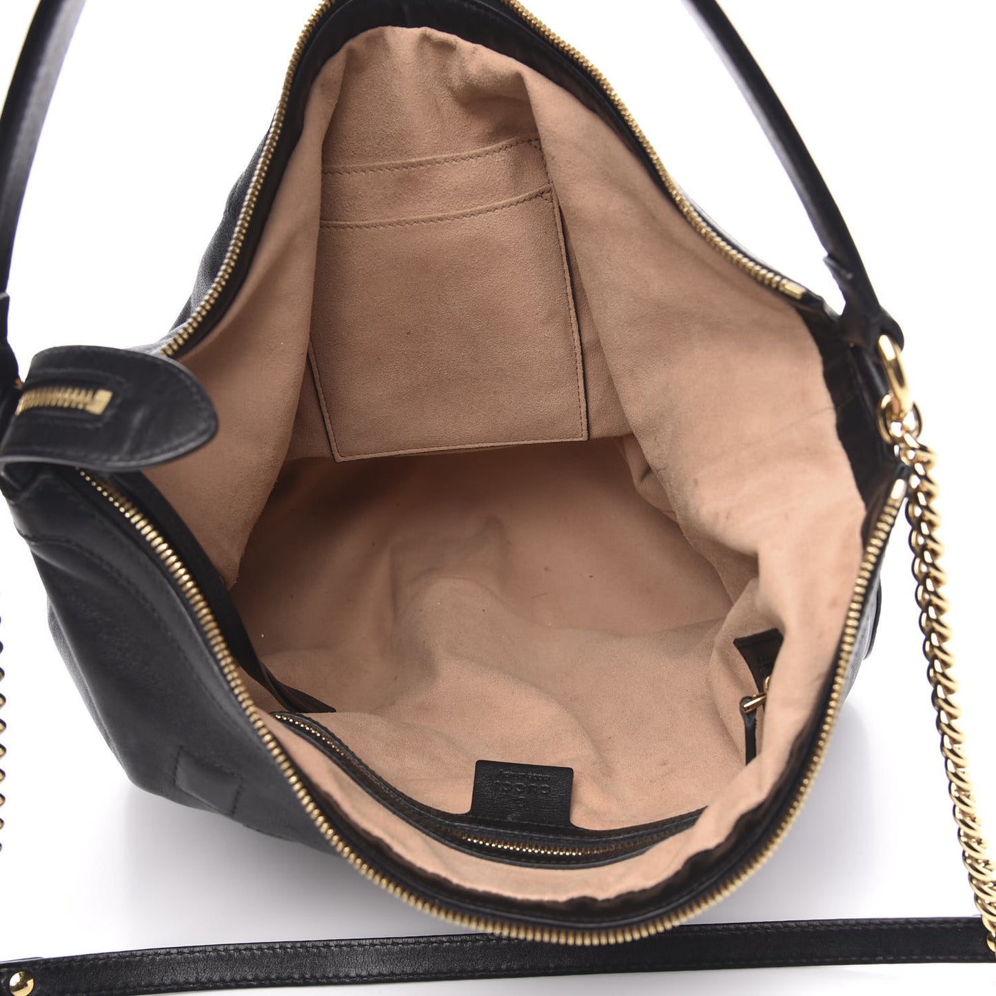 Apollo Calfskin GG Dadini Embroidered Large Hobo Black