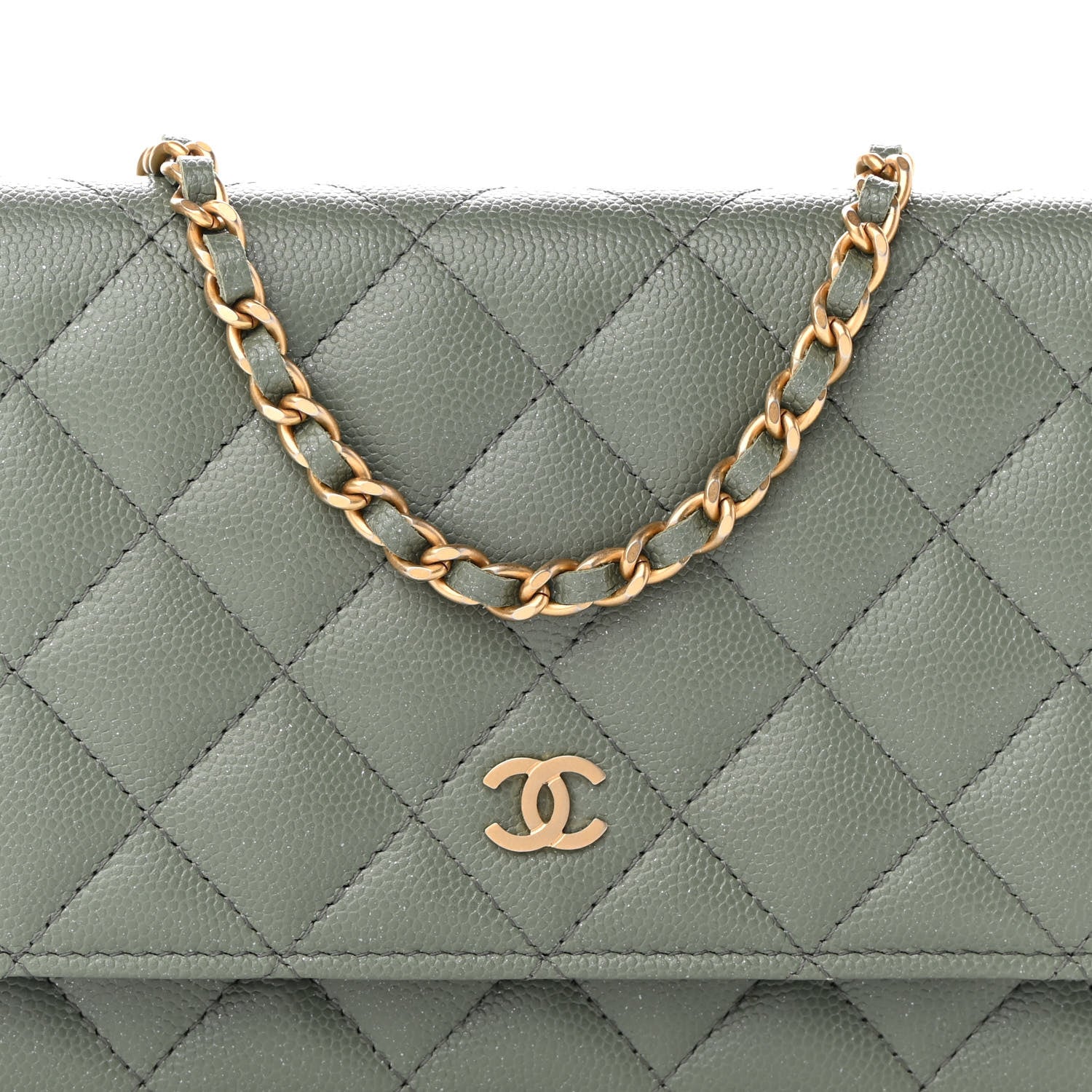 Chanel Iridescent Caviar Quilted Wallet On Chain WOC Green 9 of 11