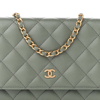 Chanel Iridescent Caviar Quilted Wallet On Chain WOC Green 9 of 11