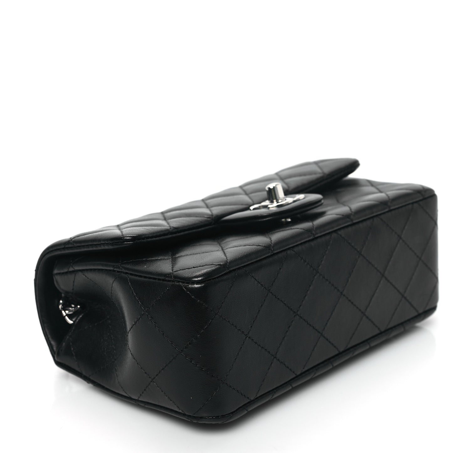 Lambskin Quilted Mini Rectangular Flap Black