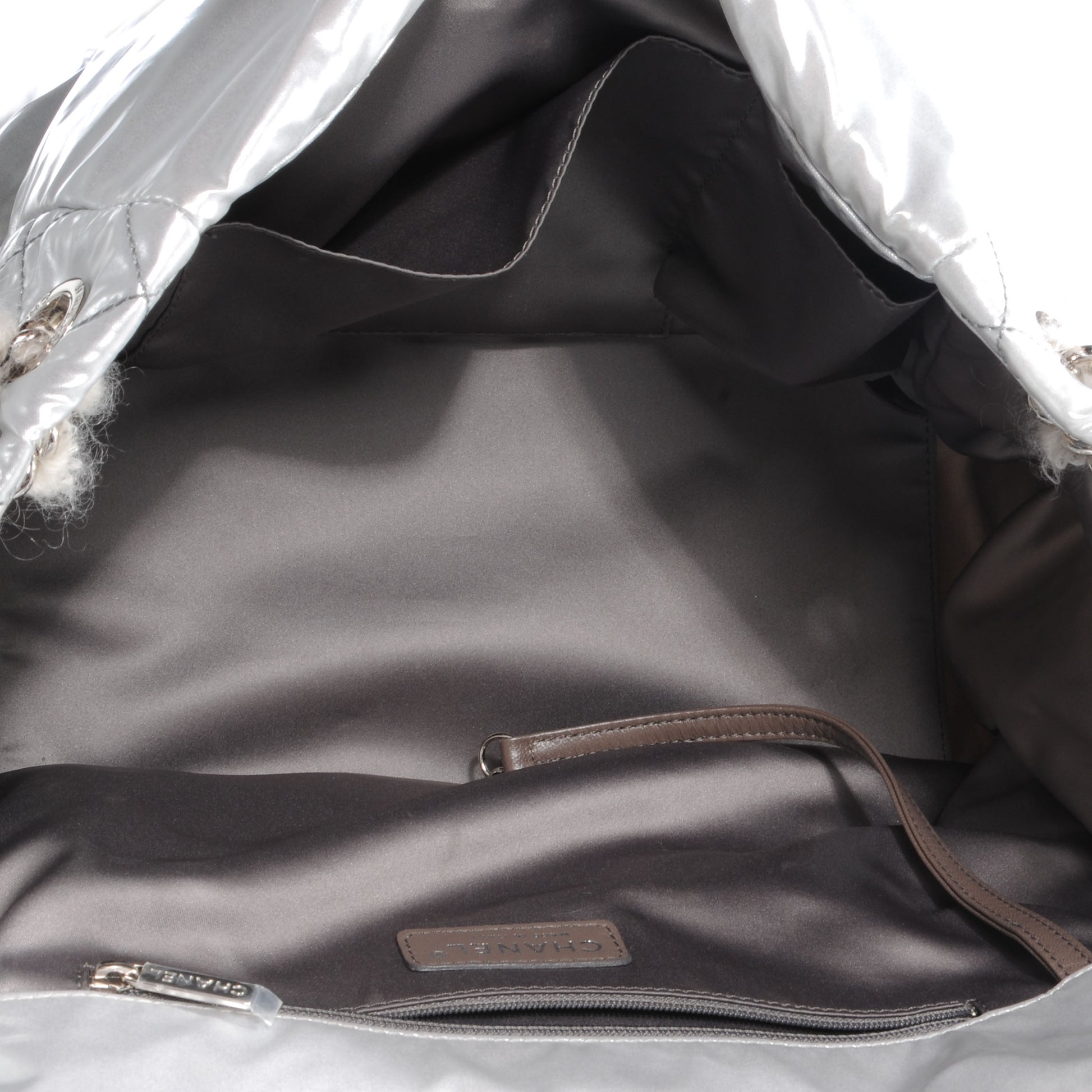 Chanel Vinyl Mohair Trimmed Accordion Arctic Polar Ice Flap Silver 5 of 7