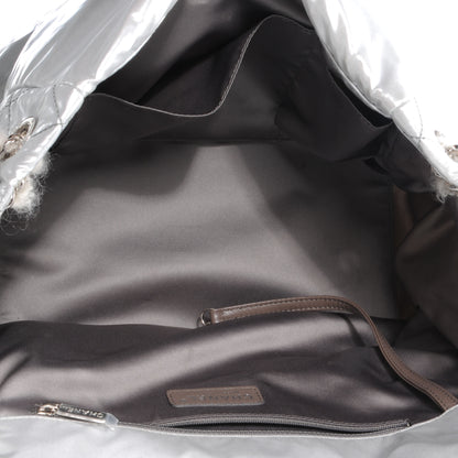 Chanel Vinyl Mohair Trimmed Accordion Arctic Polar Ice Flap Silver 5 of 7