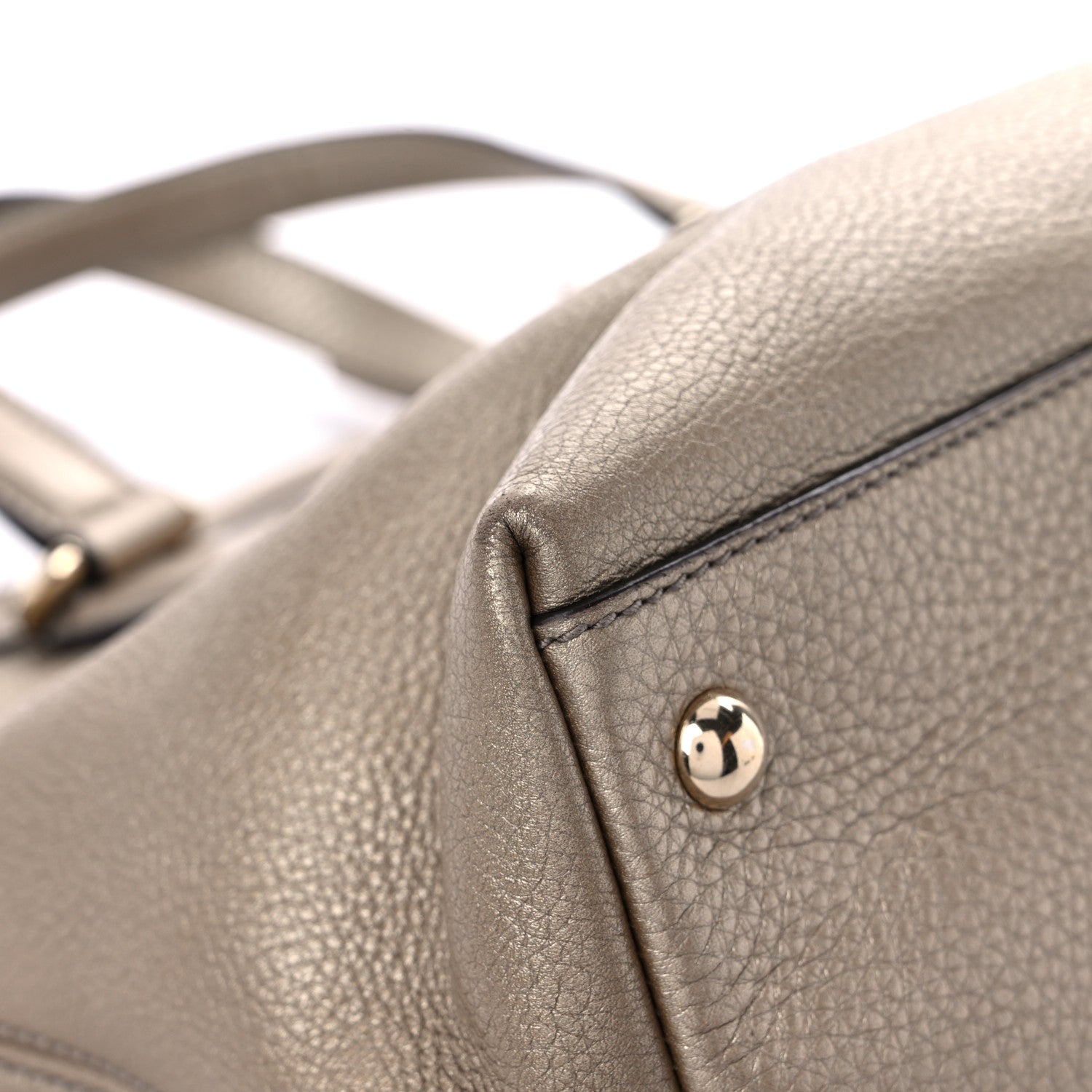 Gucci Metallic Cellarius Calfskin Small Soho Top Handle Satchel Golden Beige 10 of 17