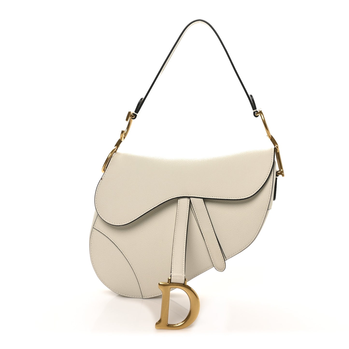 Grained Calfskin Saddle Bag White