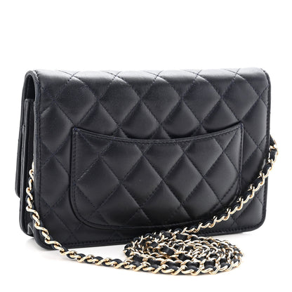 Chanel Lambskin Quilted Wallet On Chain WOC Navy Blue 3 of 11