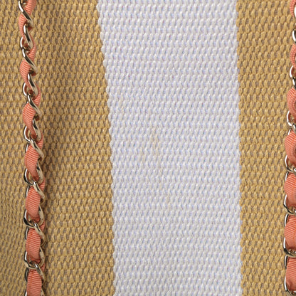 Chanel Straw Raffia Calfskin Striped Medium Deauville Tote Black Beige Ivory 12 of 12