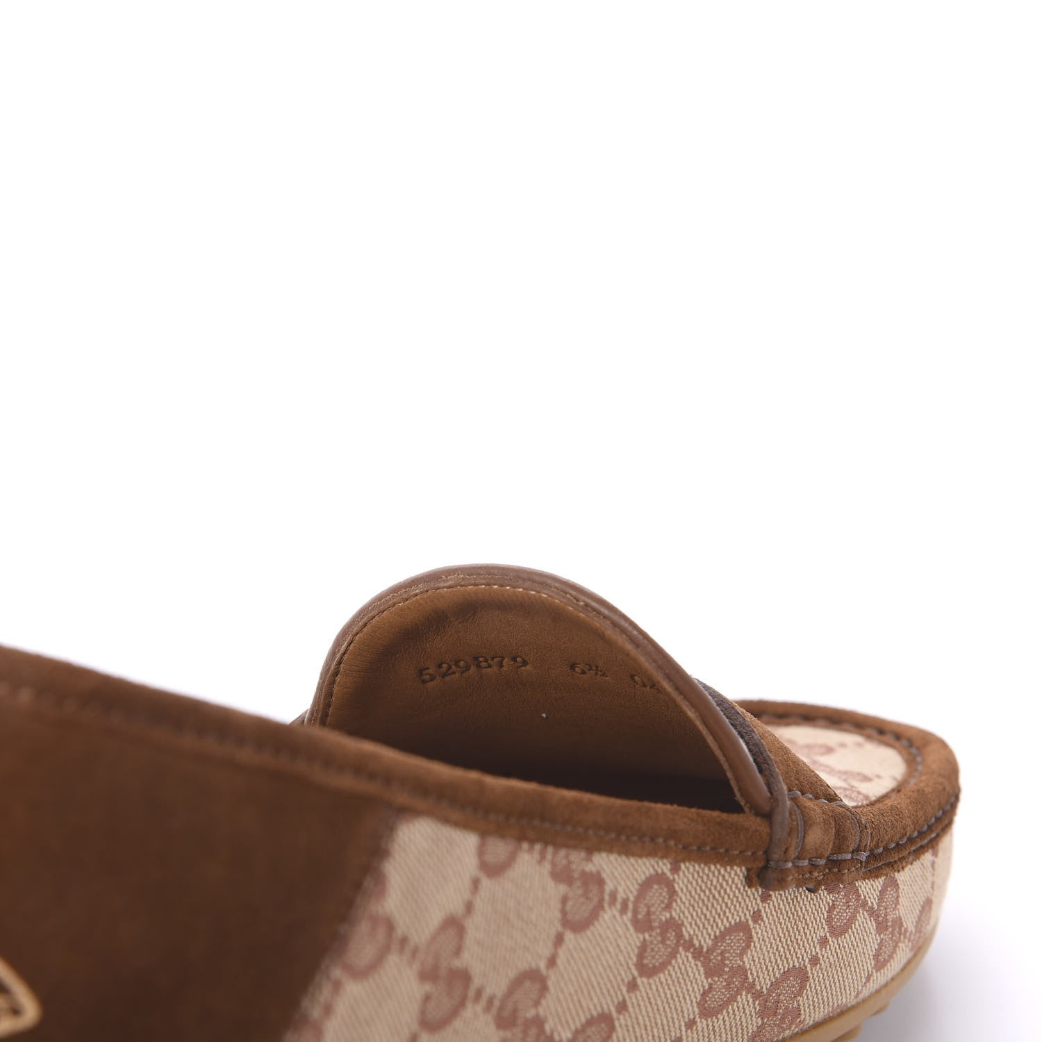 Gucci GG Monogram Suede Mens Driver Loafers 6.5 Beige Ruggine Cuir 8 of 9