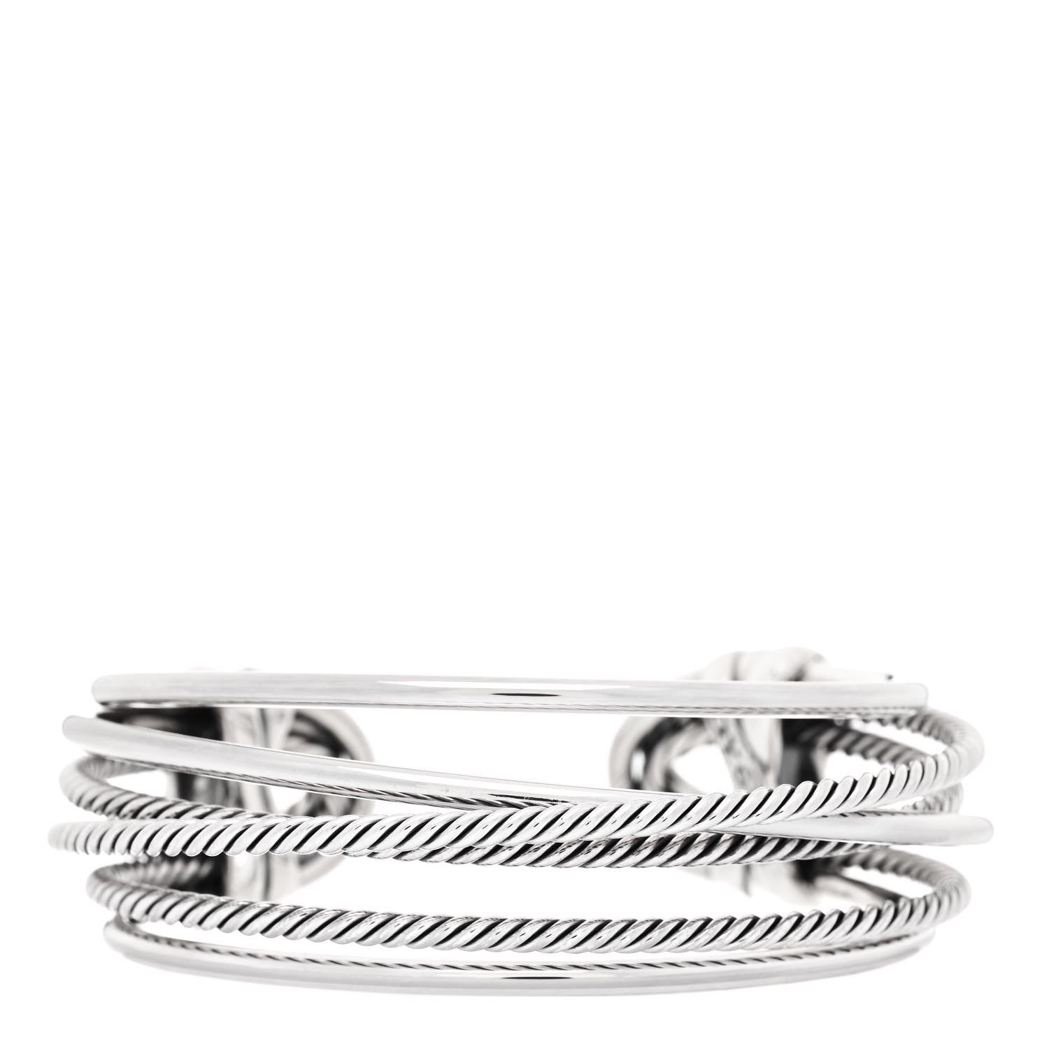 David Yurman Sterling Silver Narrow Crossover Cuff Bracelet 1 of 5