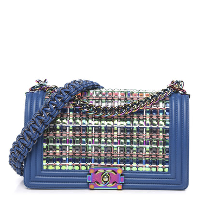 Chanel PVC Thread Woven Medium Boy Flap Dark Blue 1 of 11