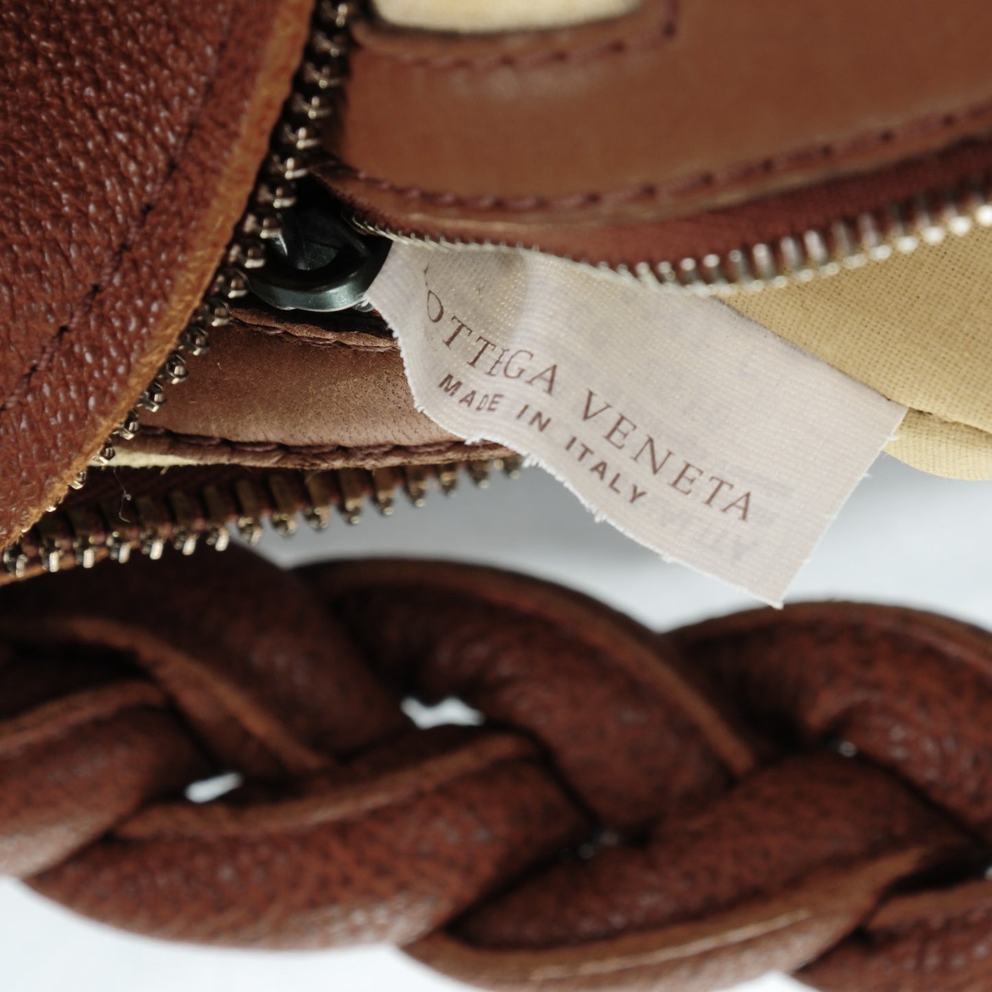 Goatskin Braided Zip Hobo Noce