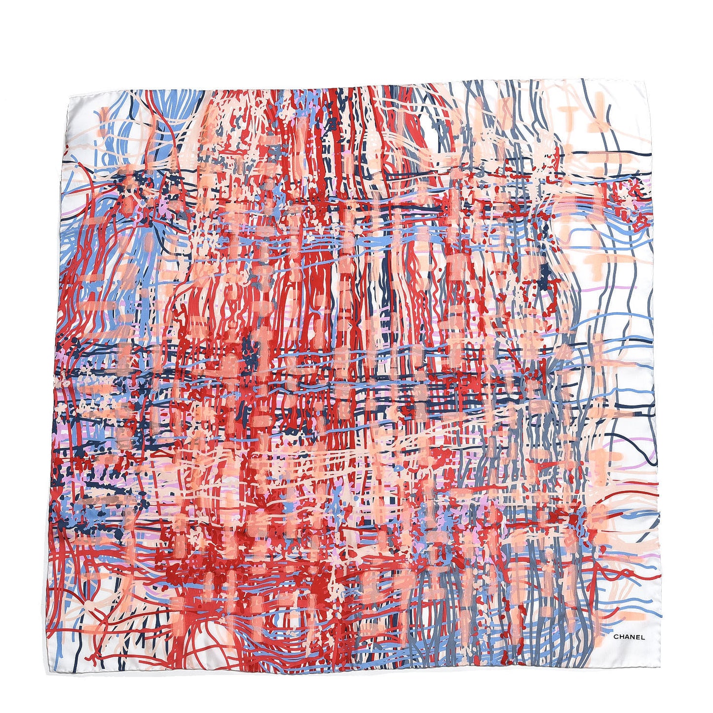 Silk Printed Square Scarf Ecru Light Orange