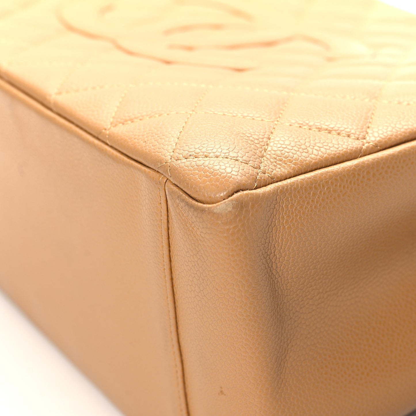 Caviar Quilted Grand Shopping Tote GST Dark Beige