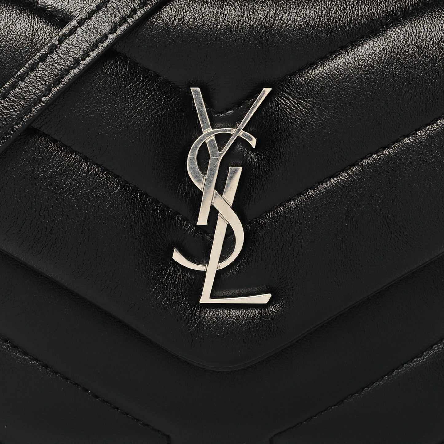 Calfskin Y Quilted Monogram Toy Loulou Crossbody Bag Black