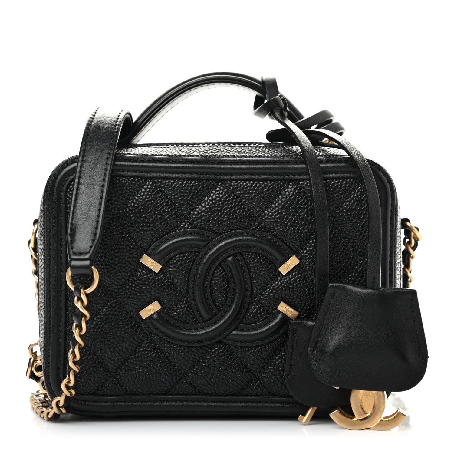 Chanel Caviar Quilted Small CC Filigree Vanity Case Black 1 of 11