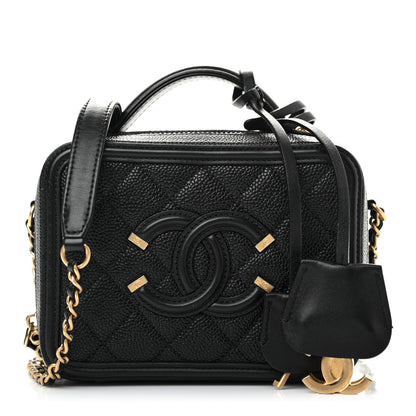 Chanel Caviar Quilted Small CC Filigree Vanity Case Black 1 of 11