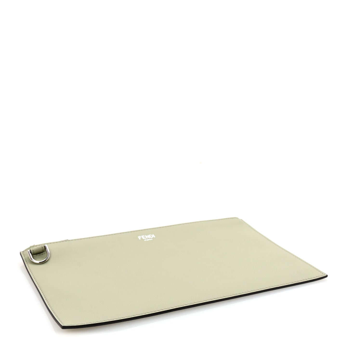 Vitello Seta Medium Flat Pouch Green Tea