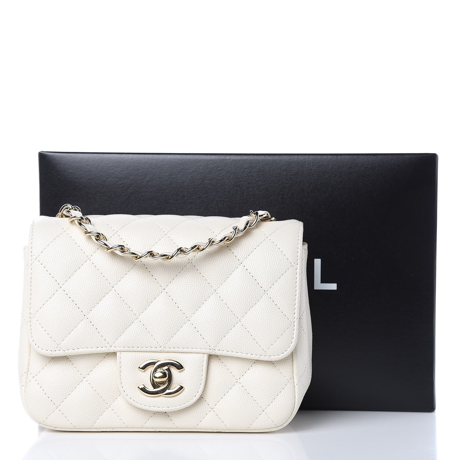Chanel Caviar Quilted Mini Square Flap White 11 of 11