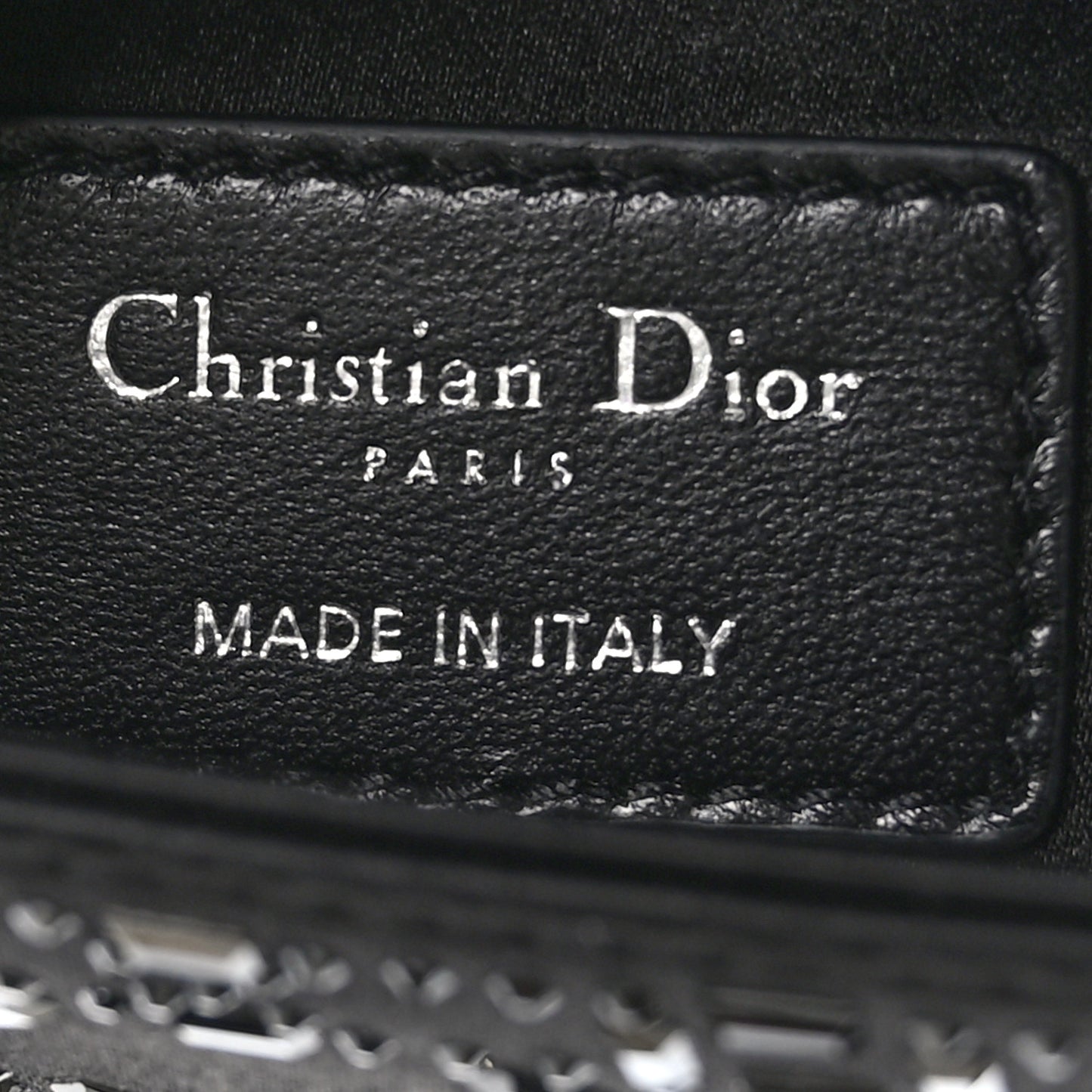 Satin Crystal Cannage Mini Lady Dior Black