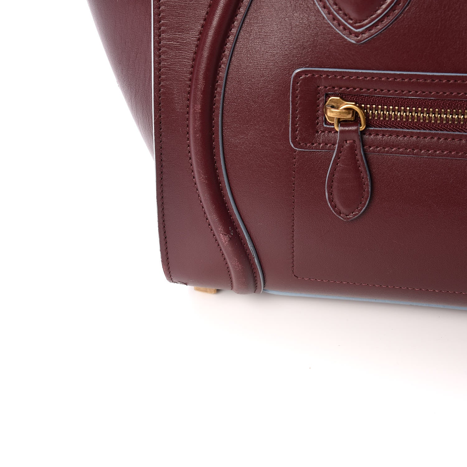 Celine Palmelato Micro Luggage Burgundy Azur Blue 15 of 23