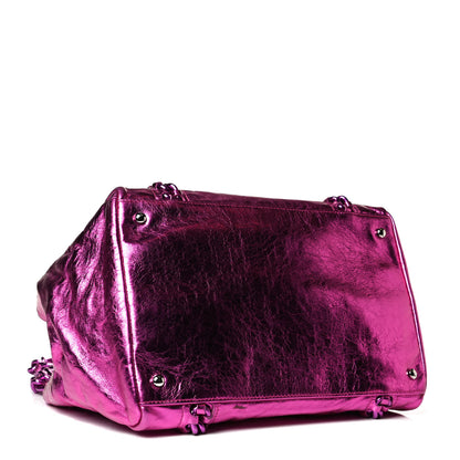 Chanel Metallic Cracked Calfskin Small Modern Chain Tote Fuchsia 4 of 14