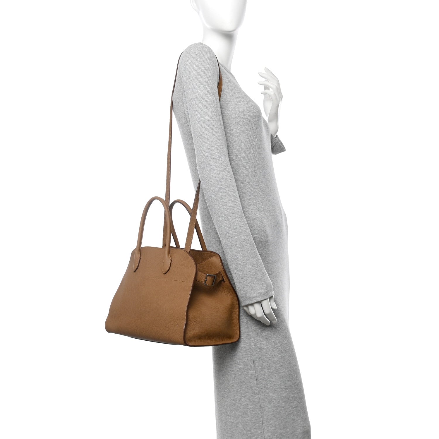 The Row Matte Grained Calfskin Soft Margaux 12 Sandpit 2 of 9