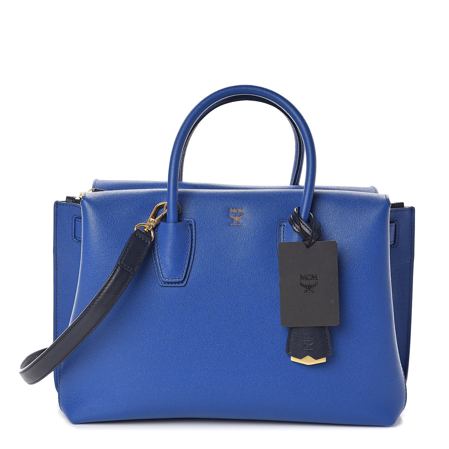 MCM Grained Calfskin Medium Milla Tote Bllue 1 of 9