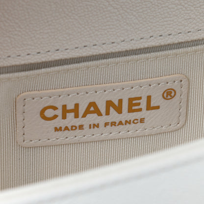Chanel Caviar Chevron Quilted Small Boy Flap White 6 of 9
