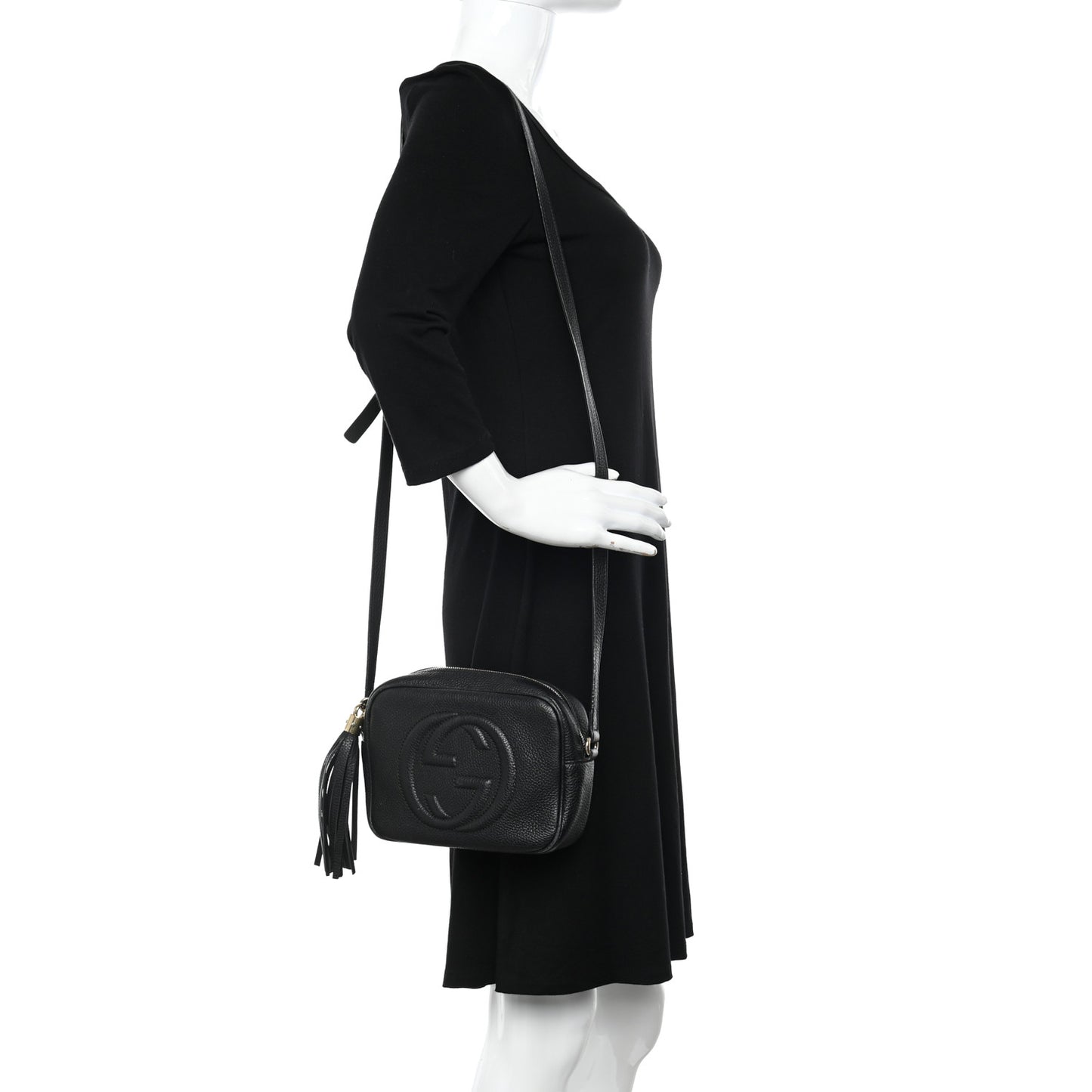Pebbled Calfskin Small Soho Disco Bag Black
