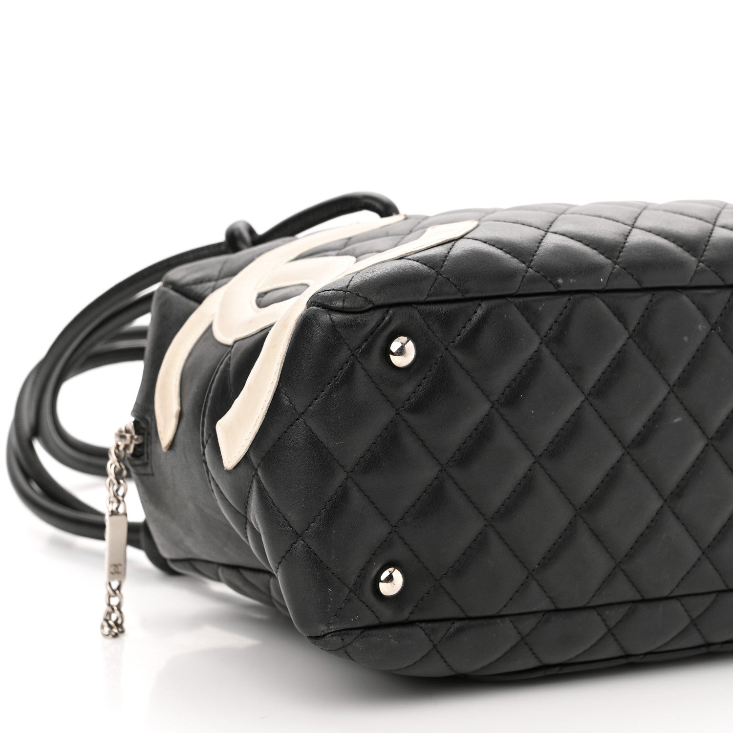 Chanel Calfskin Quilted Large Cambon Bowler Black White 9 of 11