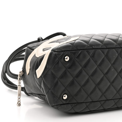 Chanel Calfskin Quilted Large Cambon Bowler Black White 9 of 11