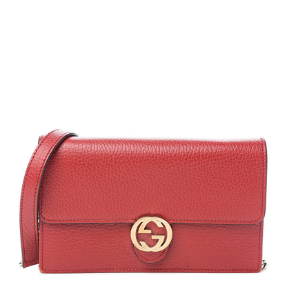 Gucci Dollar Calfskin Interlocking G Chain Wallet Red 1 of 13