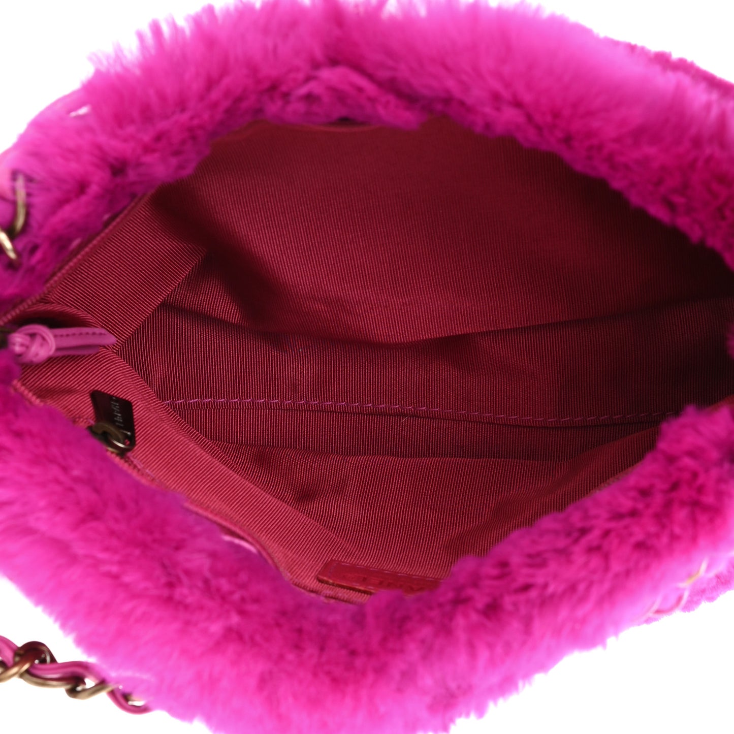 Rabbit Fur Shoulder Bag Fuchsia