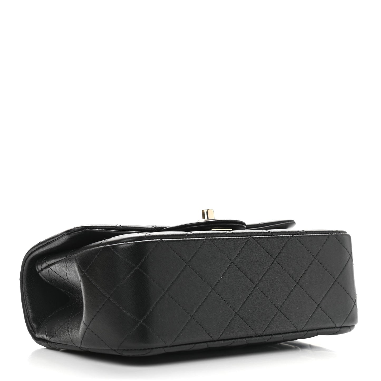 Lambskin Quilted Mini Top Handle Rectangular Flap Black
