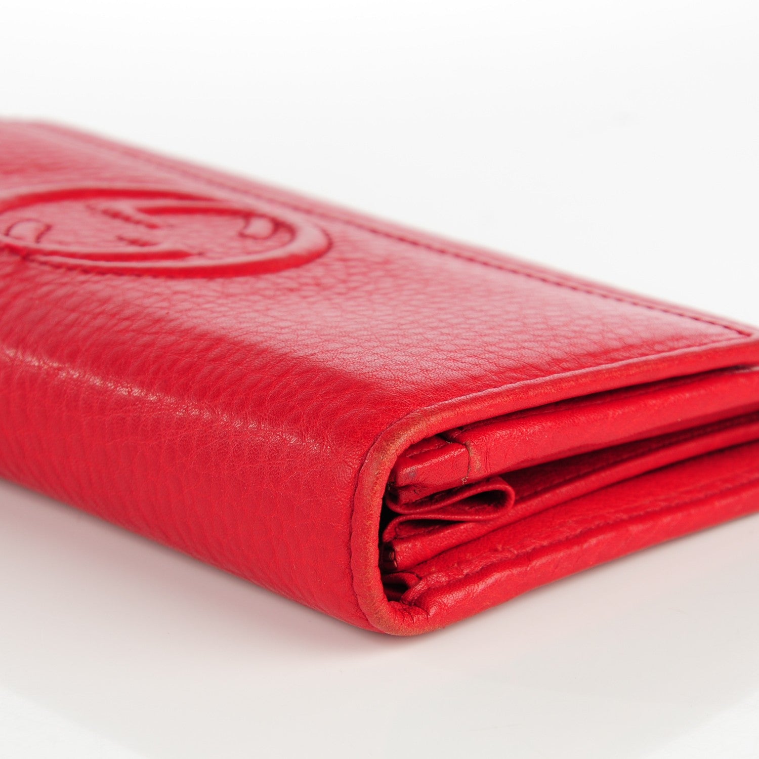 Gucci Pebbled Calfskin Soho Continental Wallet Red 9 of 10