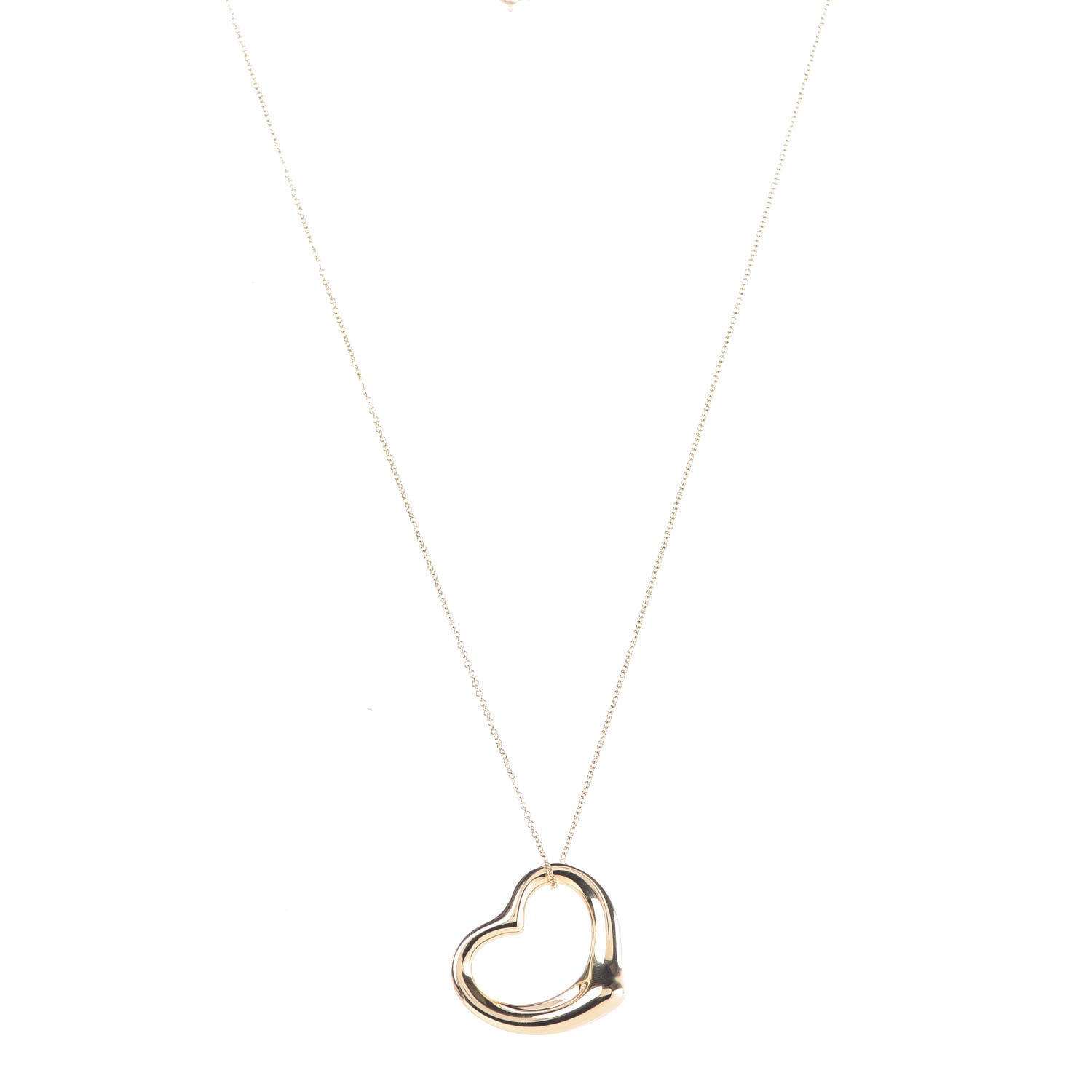 Tiffany 18K Yellow Gold Elsa Peretti Medium Open Heart Pendant Necklace 1 of 9
