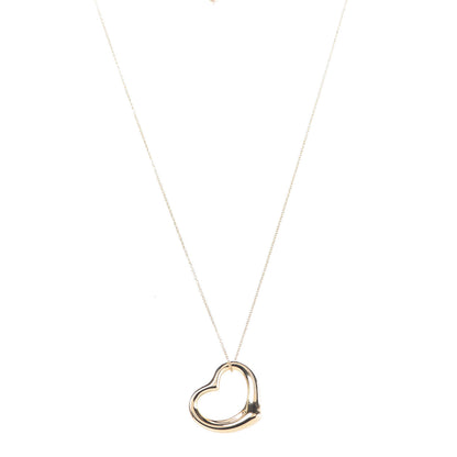 Tiffany 18K Yellow Gold Elsa Peretti Medium Open Heart Pendant Necklace 1 of 9