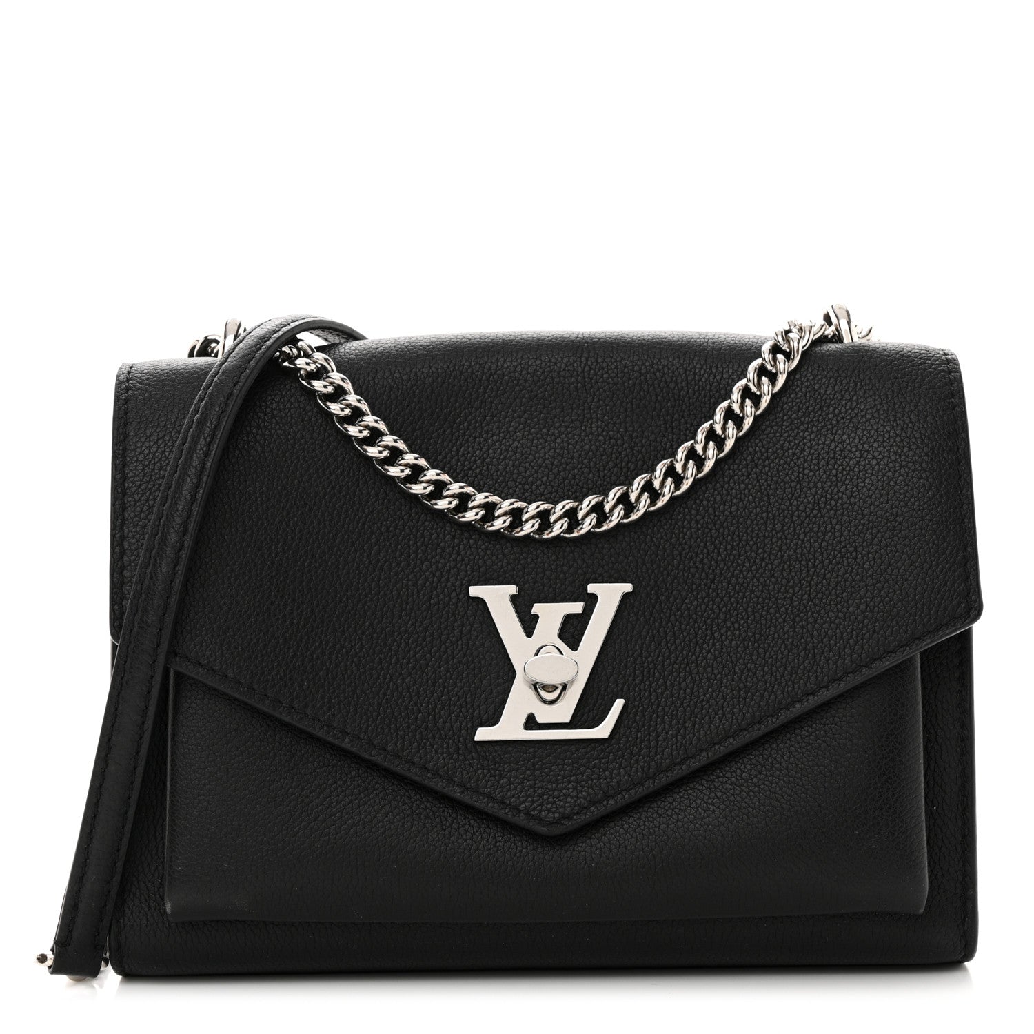 Louis Vuitton Soft Calfskin Mylockme Chain Bag BB Black 1 of 13
