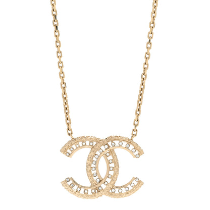 Chanel Crystal Textured CC Necklace Gold 1 of 5