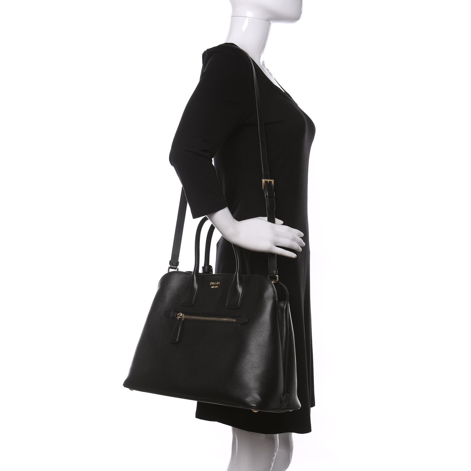 Prada Saffiano Cuir Open Promenade Tote Black 2 of 15