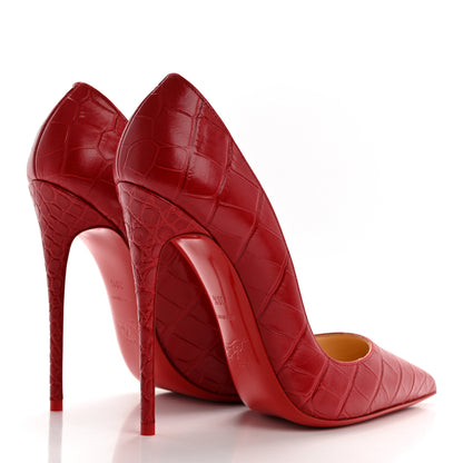 Christian Louboutin Calfskin Alligator Embossed So Kate 120 Pumps 38.5 Loubi 4 of 8