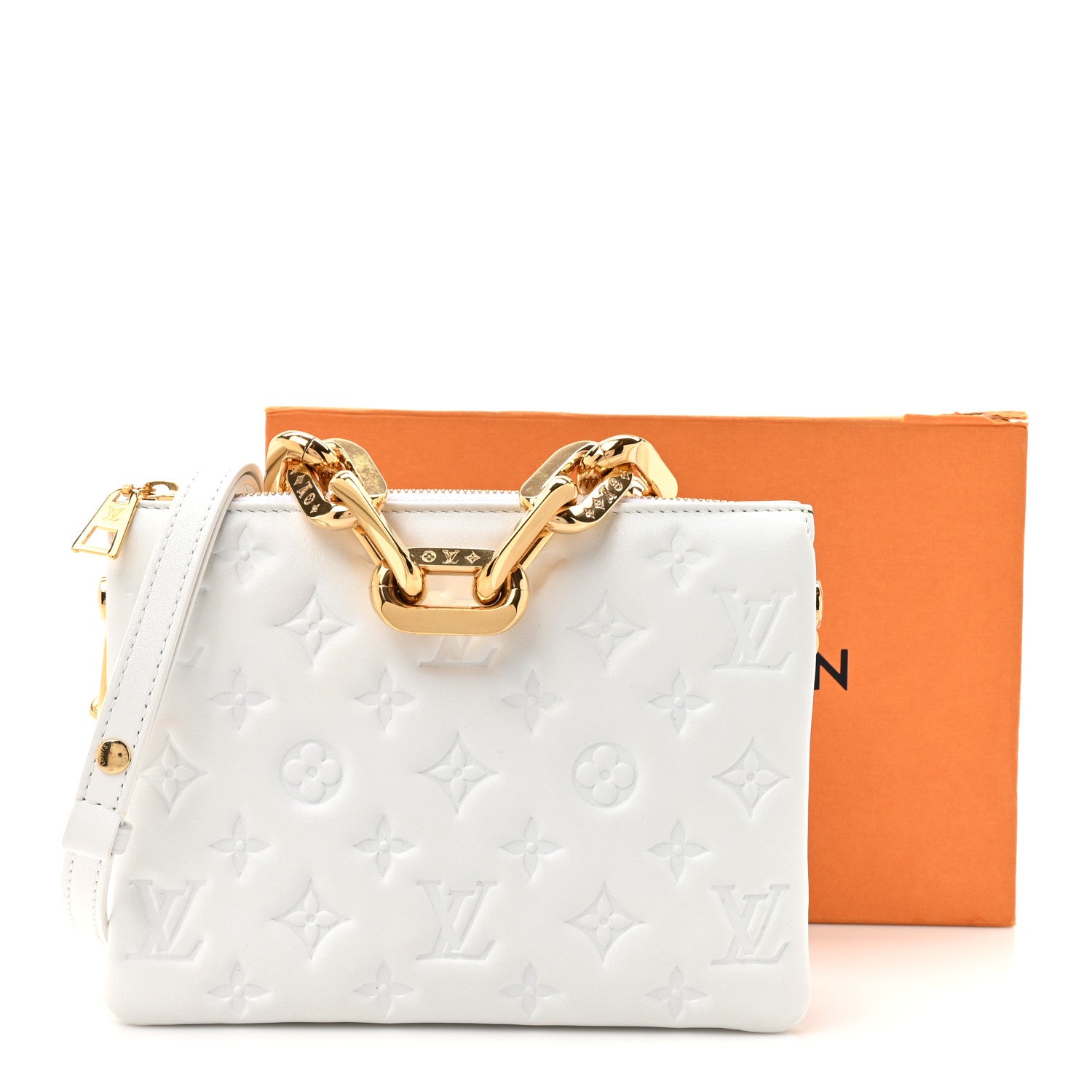 Louis Vuitton Lambskin Embossed Monogram Coussin BB White 23 of 23