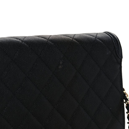Chanel Caviar Quilted CC Filigree Wallet On Chain WOC Black 11 of 12
