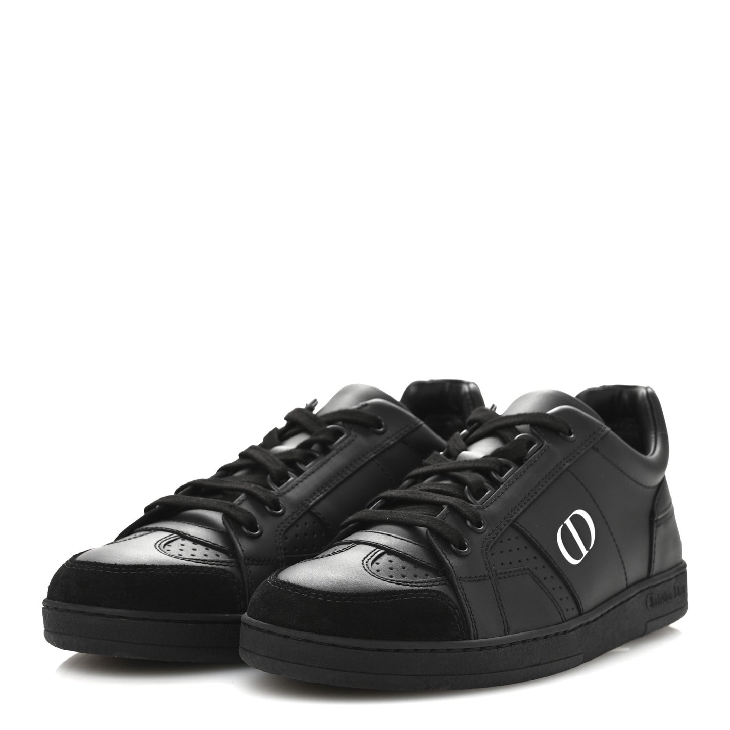 Calfskin Suede Logo Sneakers 37 Black