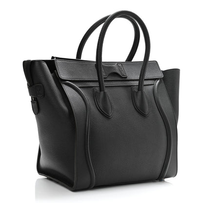Celine Drummed Calfskin Mini Luggage Black 3 of 10
