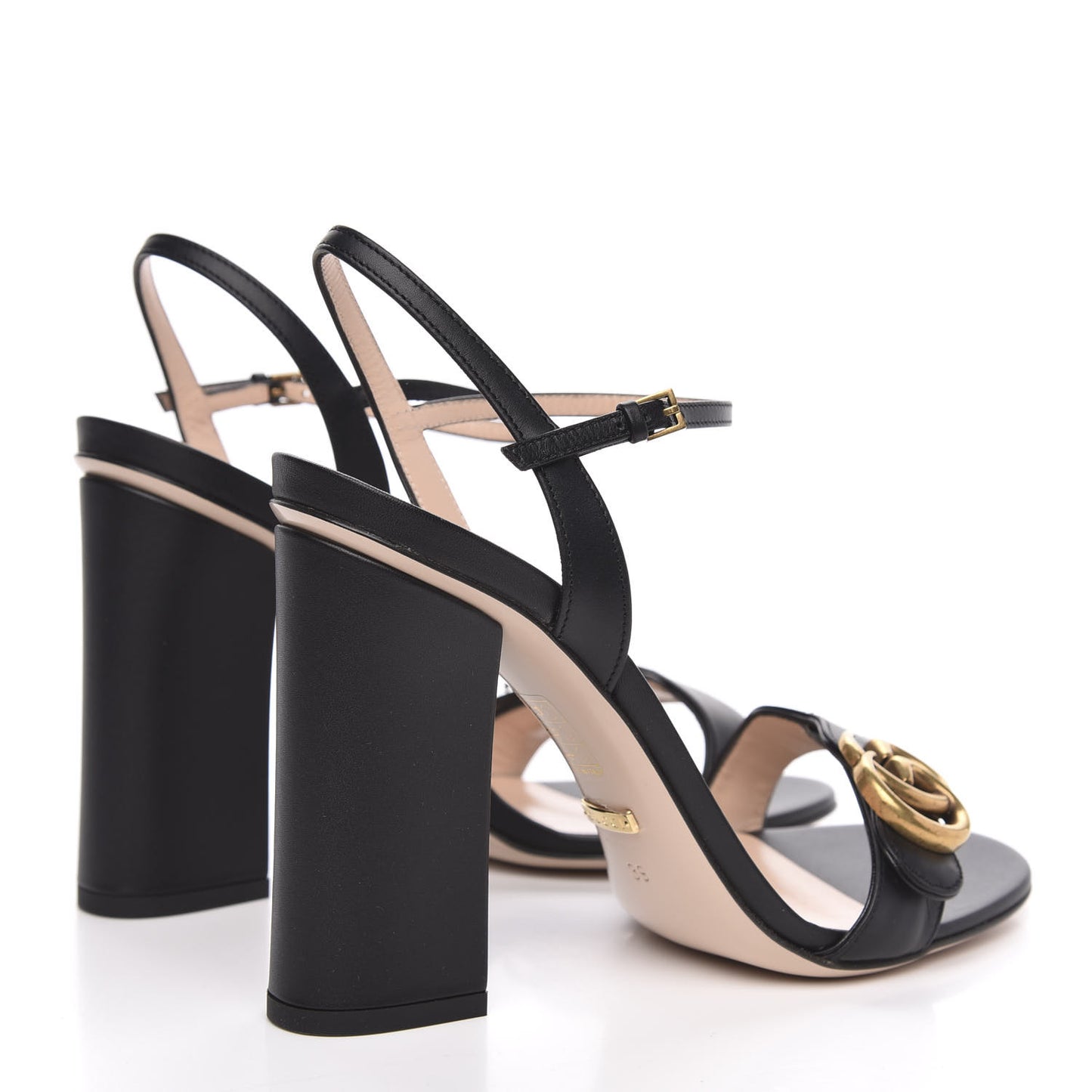 Lifford Calfskin GG Marmont Ankle Wrap 105mm Sandals 39 Black