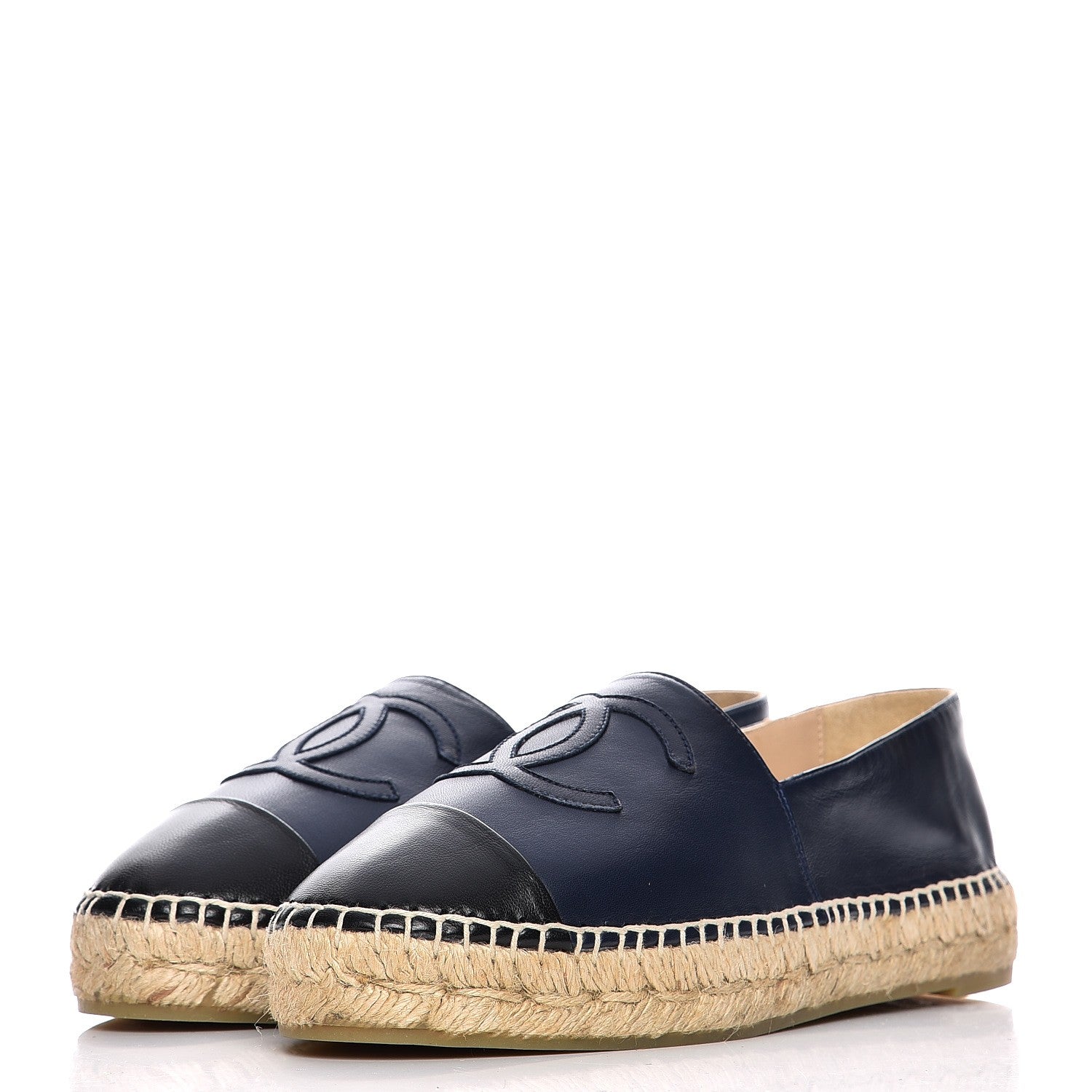 Chanel Lambskin CC Espadrilles 37 Navy Black 2 of 9