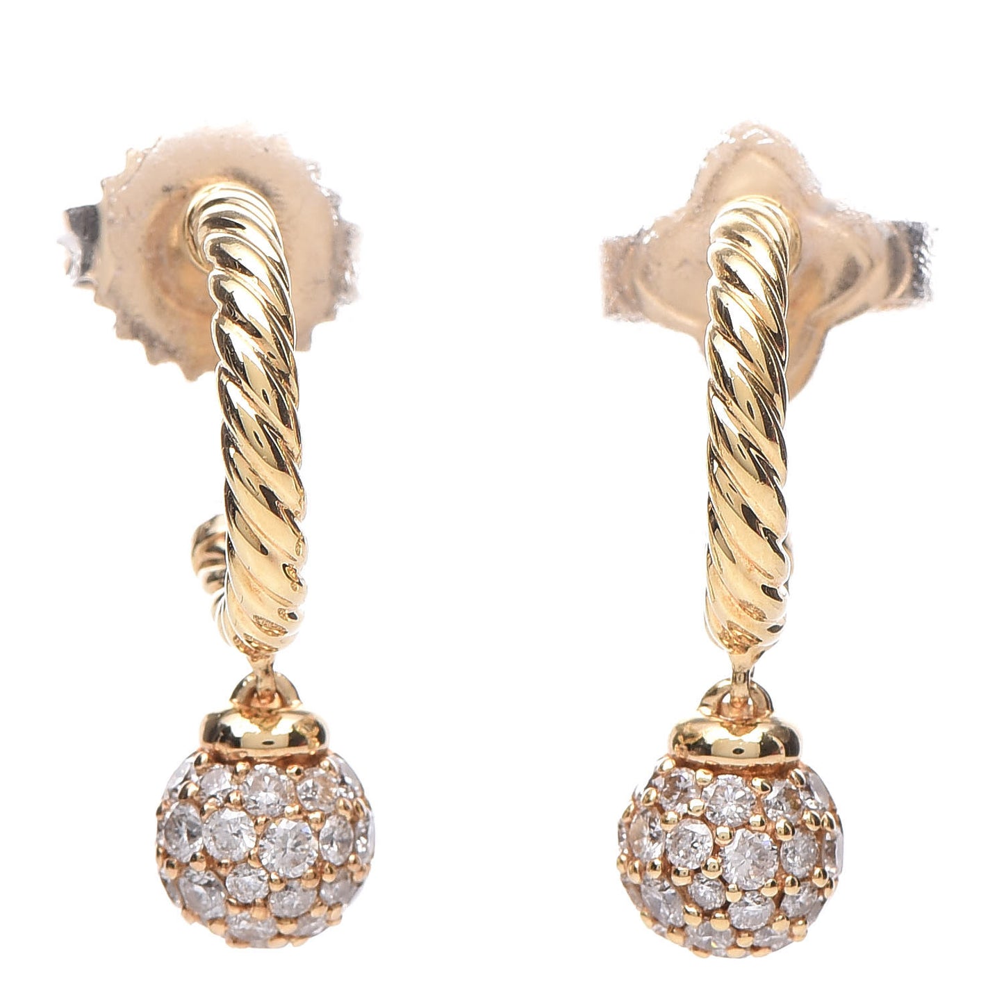 18K Yellow Gold Diamond Solari Drop Earrings