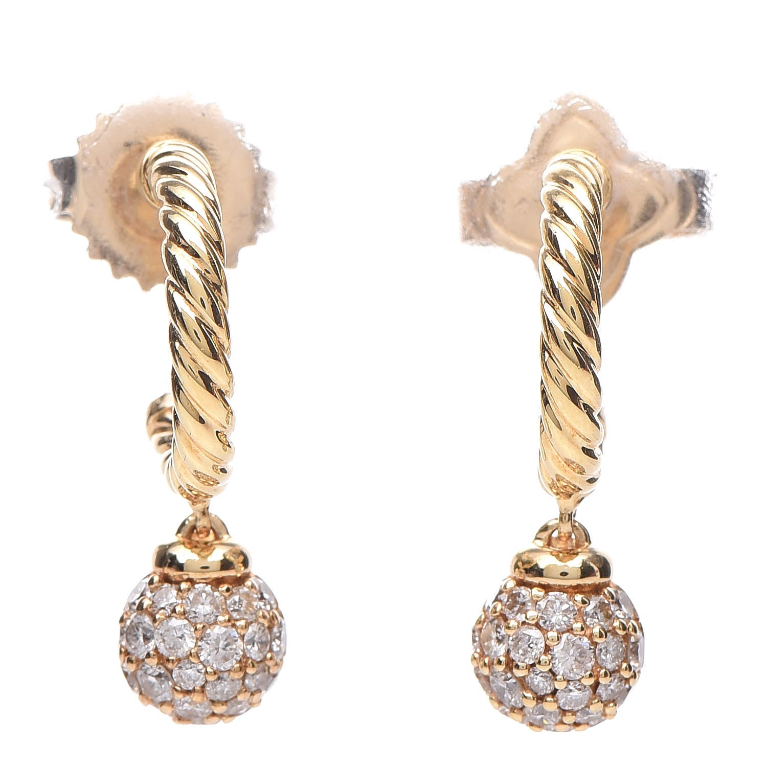 David Yurman 18K Yellow Gold Diamond Solari Drop Earrings 1 of 4