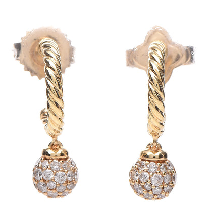 David Yurman 18K Yellow Gold Diamond Solari Drop Earrings 1 of 4