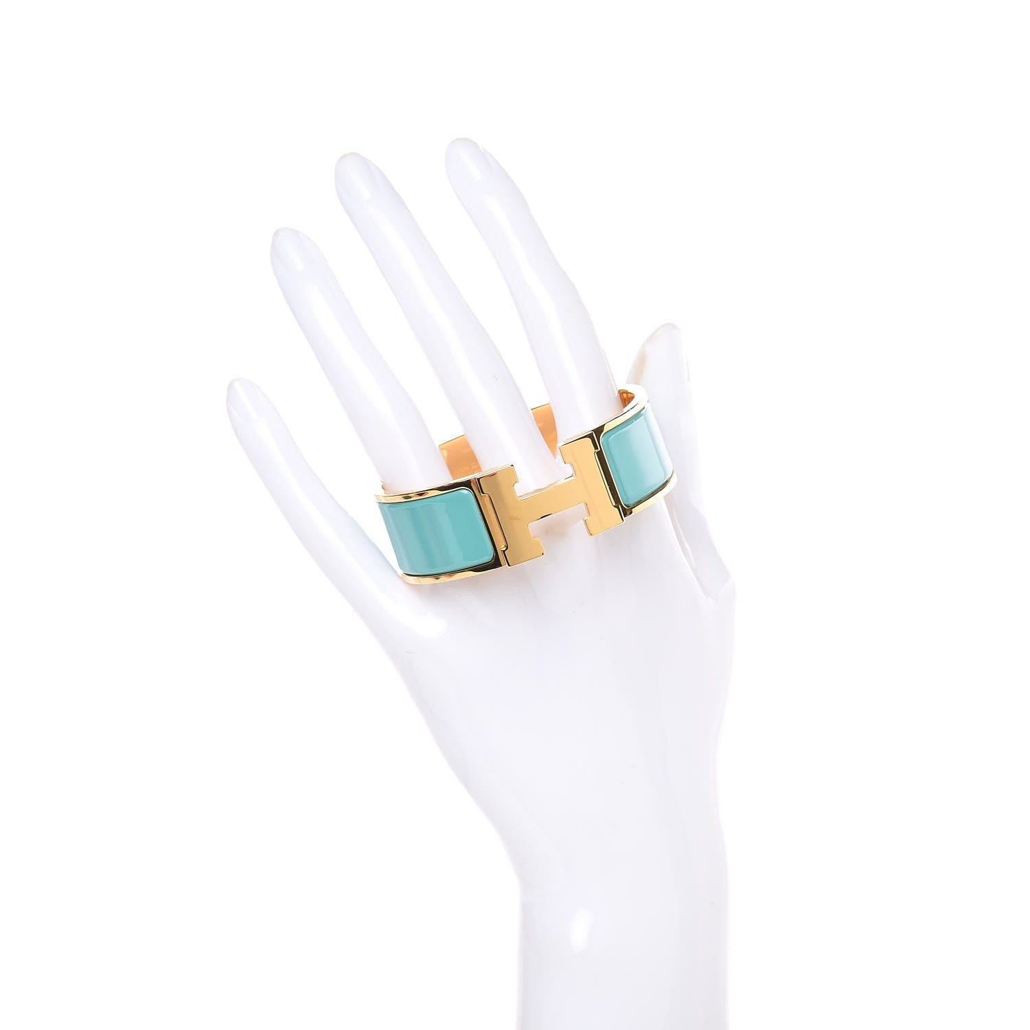 Hermes Enamel Wide Clic Clac H Bracelet PM Bleu Atoll 2 of 6